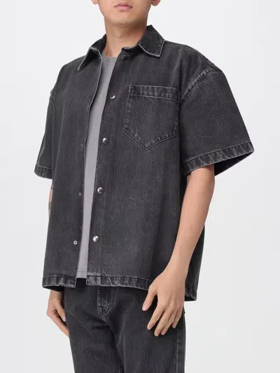 7 For All Mankind `over Camp Shirt Caviar` Shirt In Black