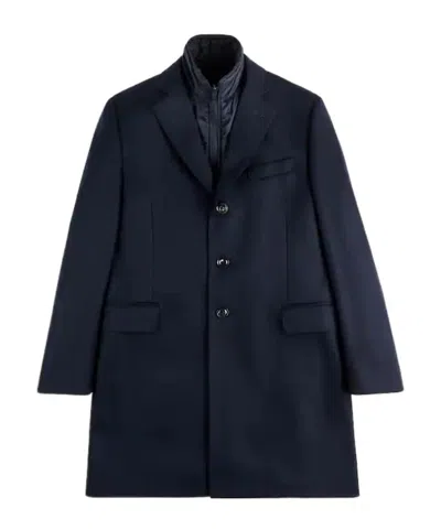 Fay Three-button Detachable-collar Coat In Blue
