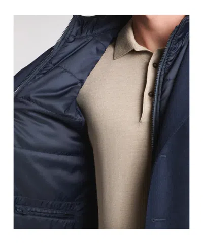 Fay Three-button Detachable-collar Coat In Blue