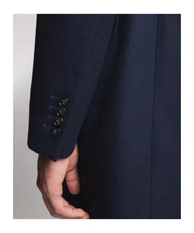 Fay Three-button Detachable-collar Coat In Blue