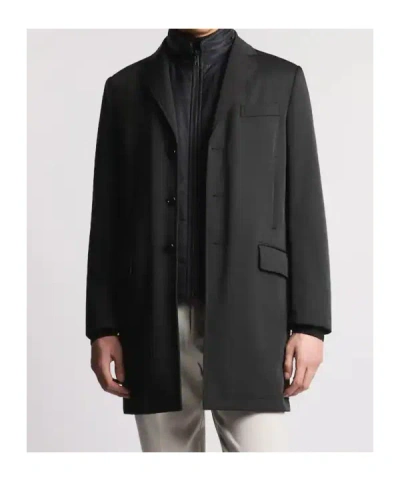 Fay Three-button Single-breasted Coat In Black