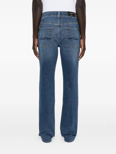7 For All Mankind 7 For All Man Kind Blue Cotton Blend Button Fly Denim In Blue