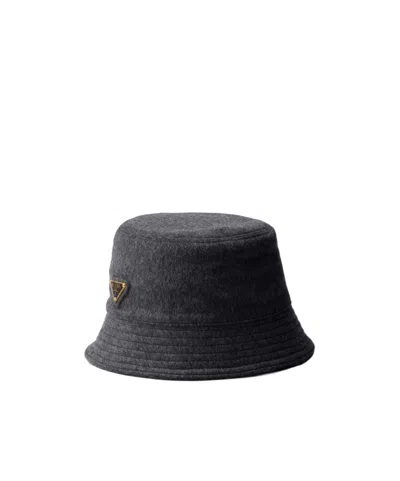 Prada Triangle-logo Bucket Hat In Brown