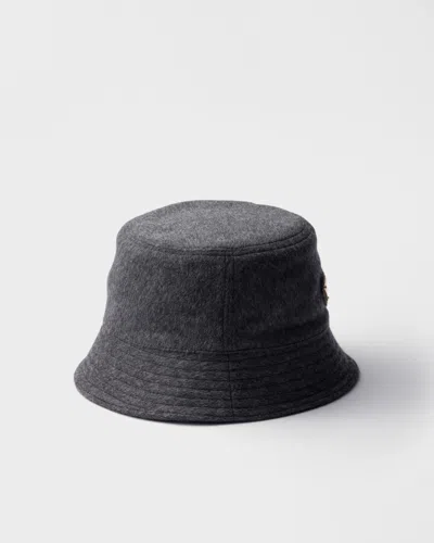 Prada Triangle-logo Bucket Hat In Brown