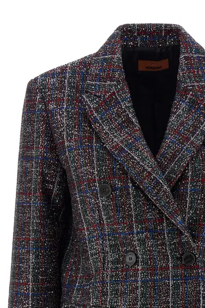 Missoni Double-breasted Checked Blazer Featuring Sequins In Multi