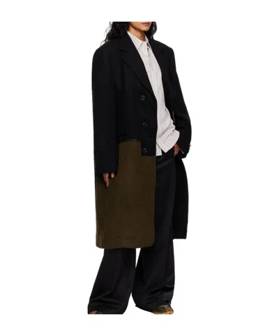 Andersson Bell Multicolor Patchwork Wool Coat In Black