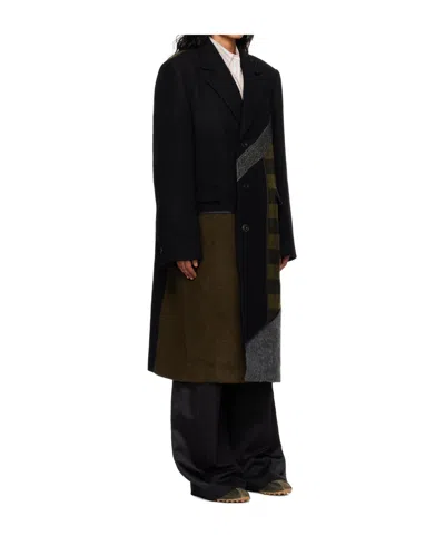 Andersson Bell Multicolor Patchwork Wool Coat In Black