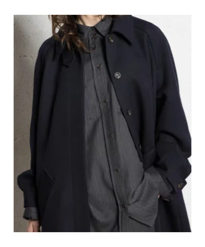 Soeur Wool Coat Featuring High Collar And Long Sleeves In Black