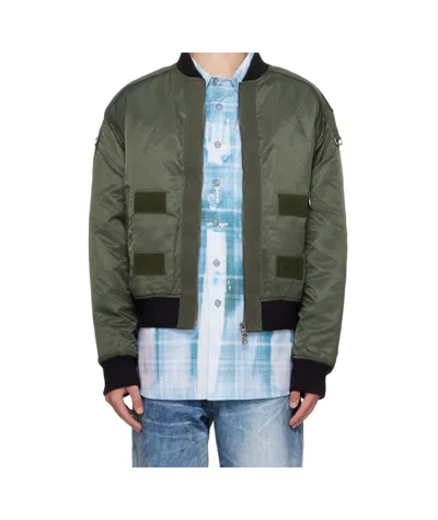 Andersson Bell Khaki Flight Layered Washed Bomber Jacket In Green