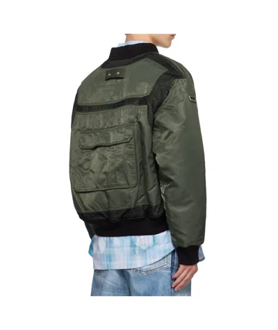 Andersson Bell Khaki Flight Layered Washed Bomber Jacket In Green