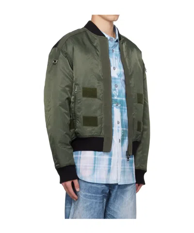 Andersson Bell Khaki Flight Layered Washed Bomber Jacket In Green