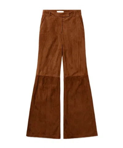 1989 Studio Corduroy Flared Leather Pants In Brown
