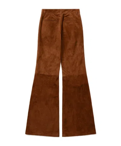 1989 Studio Corduroy Flared Leather Pants In Brown
