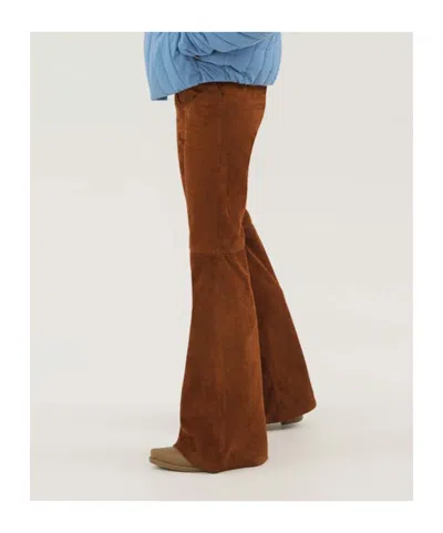 1989 Studio Corduroy Flared Leather Pants In Brown