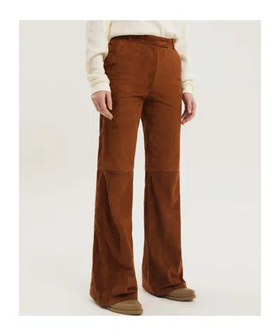 1989 Studio Corduroy Flared Leather Pants In Brown