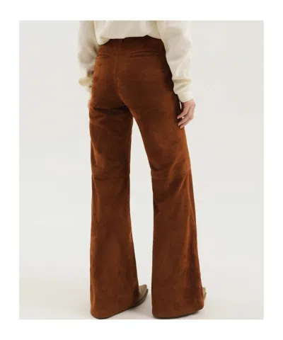 1989 Studio Corduroy Flared Leather Pants In Brown