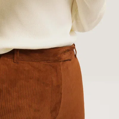 1989 Studio Corduroy Flared Leather Pants In Brown