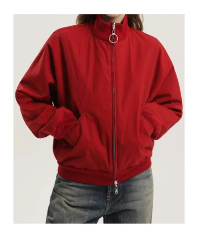 1989 Studio Reversible Jacket Ribbed Collar Cuffs Side Pockets In Red