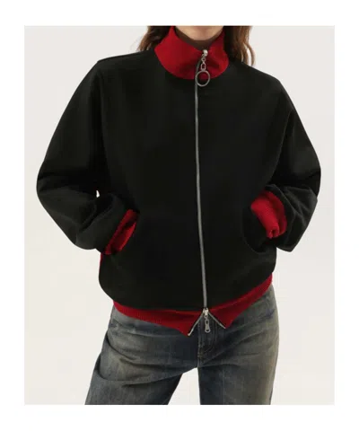 1989 Studio Reversible Jacket Ribbed Collar Cuffs Side Pockets In Red