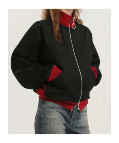 1989 Studio Reversible Jacket Ribbed Collar Cuffs Side Pockets In Red