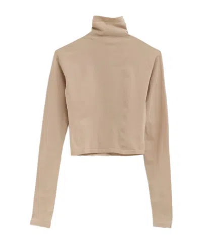 Alaïa Turtleneck Crop Top In Brown