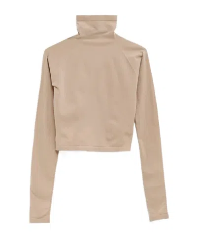 Alaïa Turtleneck Crop Top In Brown