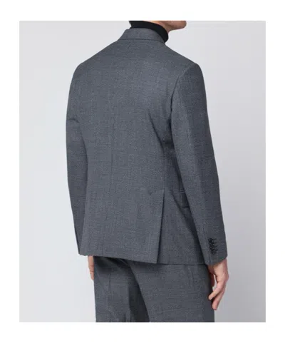Lardini Double Breasted Wool Jacket Pockets In Gray