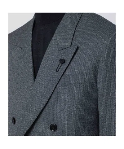 Lardini Double Breasted Wool Jacket Pockets In Gray