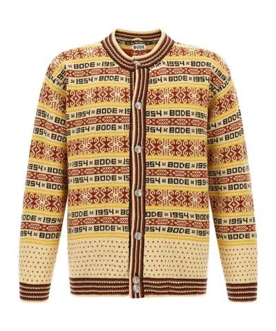 Bode Marzipan Jacquard-knit Wool Cardigan In Yellow