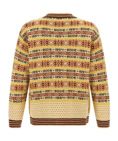 Bode Marzipan Jacquard-knit Wool Cardigan In Yellow