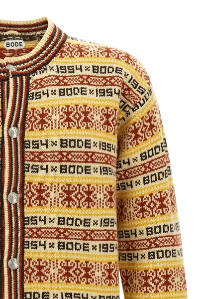 Bode Marzipan Jacquard-knit Wool Cardigan In Yellow