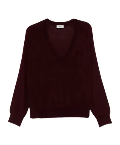 Elisabetta Franchi Maglia Con Scollo A V In Misto Lana In Red