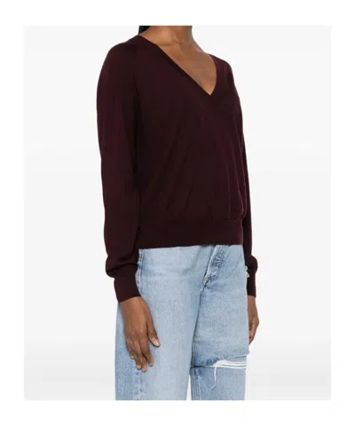 Elisabetta Franchi Maglia Con Scollo A V In Misto Lana In Red