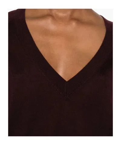 Elisabetta Franchi Maglia Con Scollo A V In Misto Lana In Red