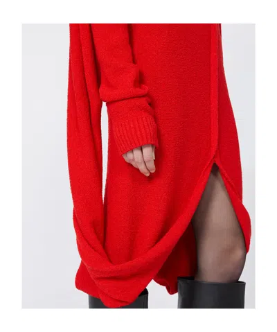 Sportmax Robe En Maille Bouclée In Red