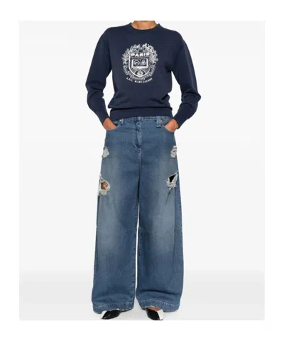 Apc A.p.c. X Marc Jacobs Long-sleeved Crewneck Sweatshirt In Blue