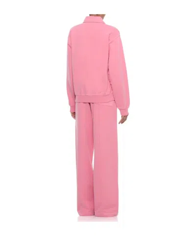 Casablanca Soft Cotton Sweatshirt With Contrasting Patches And Zip Closure In Pink