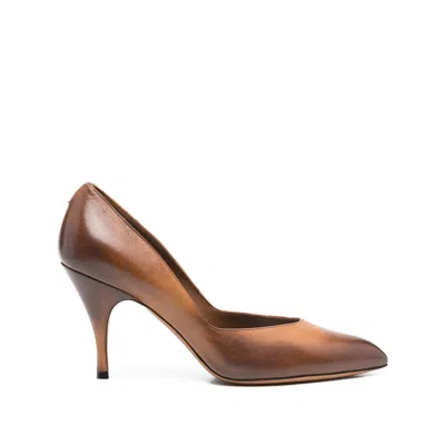 Miu Miu Ayers Vintage-effect Leather Pumps In Brown