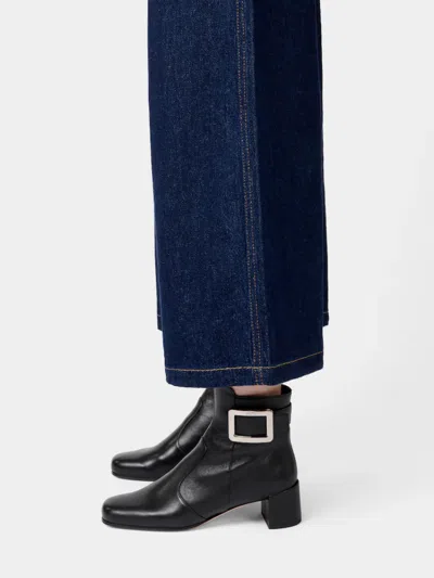 Roger Vivier Polly Booties In Leather In Black