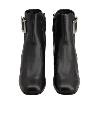 Roger Vivier Polly Booties In Leather In Black