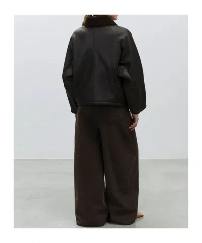 Alysi Zip-front Leather Jacket In Black