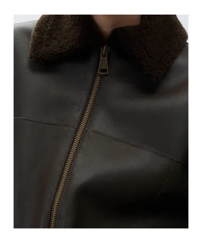 Alysi Zip-front Leather Jacket In Black