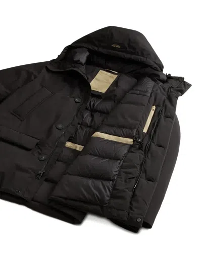 Woolrich Hooded Button-fastening Jacket In Black