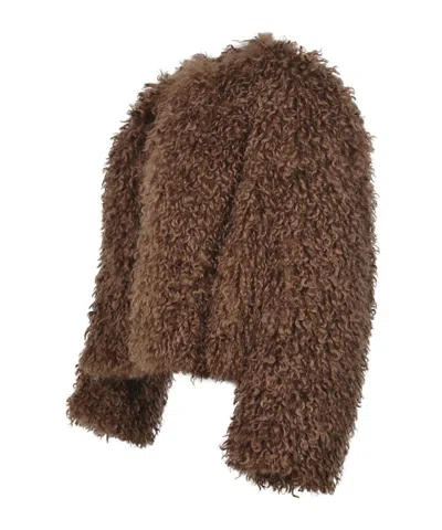 Tagliatore Short Fur Coat In Synthetic Fabric In Brown