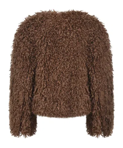 Tagliatore Short Fur Coat In Synthetic Fabric In Brown