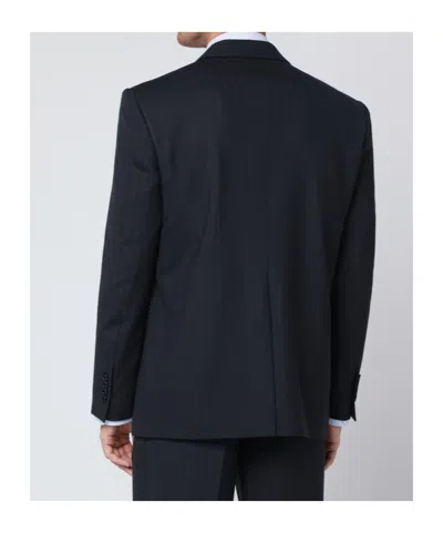 Lardini Single Breasted Wool Blend Jacket With Flap Pockets In Blue