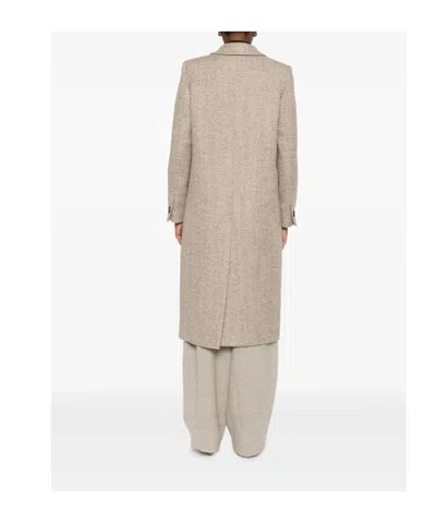 Tagliatore Herringbone Coat In Brown