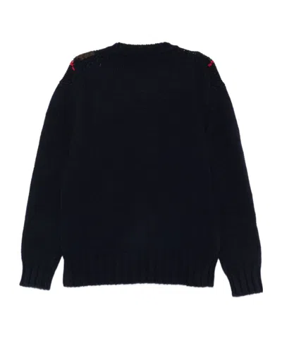 Baracuta Crewneck Argyle Lambswool Blend Clothing In Black