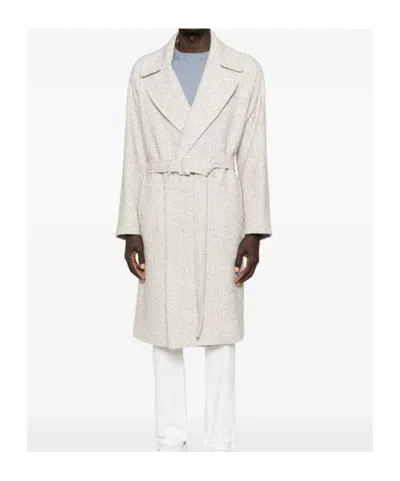Hevo Belted Coat In White