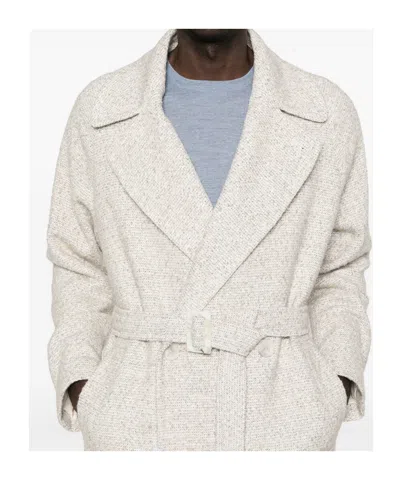 Hevo Belted Coat In White